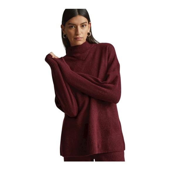 Everlane Merino Wool Alpaca Blend Turtleneck Sweater Burgundy Women's Size Large - Picture 1 of 9